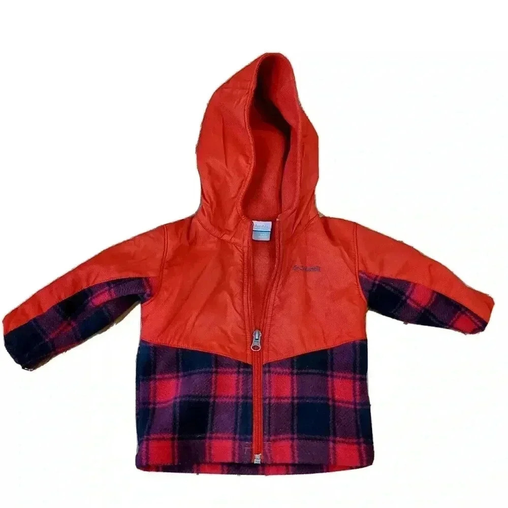 Columbia Buffalo Plaid Fleece Hooded Jacket 3-6 months